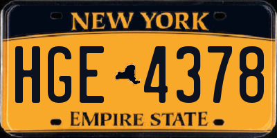 NY license plate HGE4378