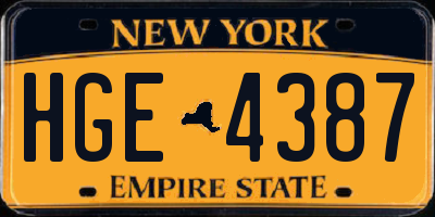 NY license plate HGE4387
