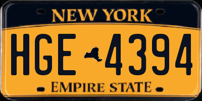 NY license plate HGE4394