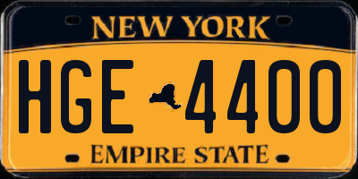 NY license plate HGE4400
