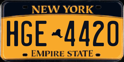 NY license plate HGE4420