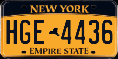 NY license plate HGE4436