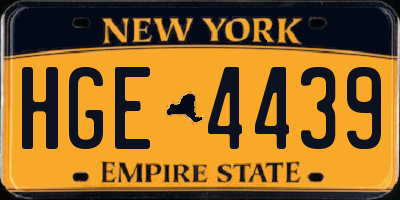 NY license plate HGE4439