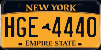 NY license plate HGE4440
