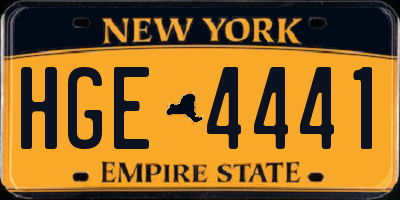 NY license plate HGE4441