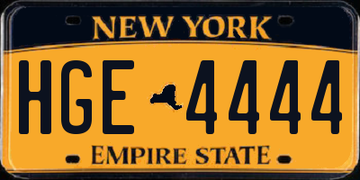 NY license plate HGE4444