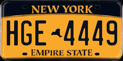 NY license plate HGE4449