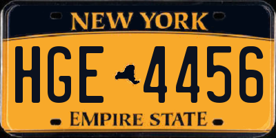 NY license plate HGE4456