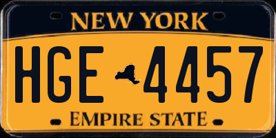 NY license plate HGE4457