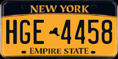 NY license plate HGE4458