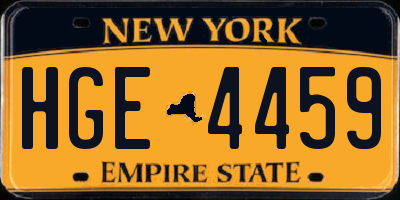NY license plate HGE4459