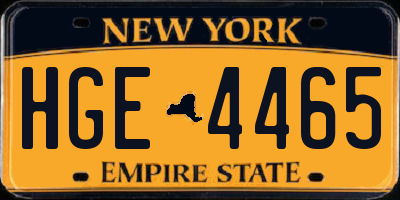 NY license plate HGE4465