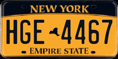 NY license plate HGE4467