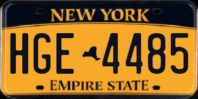 NY license plate HGE4485