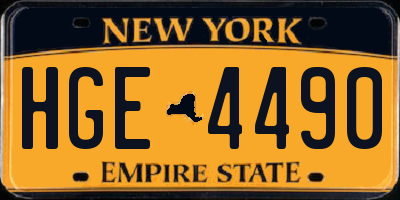 NY license plate HGE4490