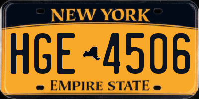 NY license plate HGE4506