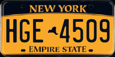 NY license plate HGE4509