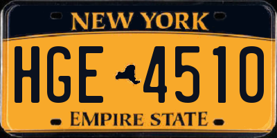 NY license plate HGE4510