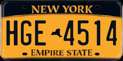 NY license plate HGE4514