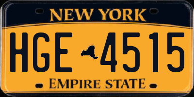 NY license plate HGE4515