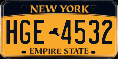 NY license plate HGE4532
