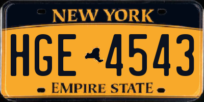 NY license plate HGE4543