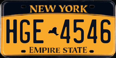 NY license plate HGE4546