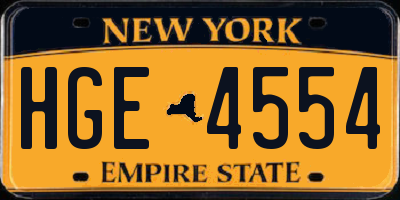 NY license plate HGE4554
