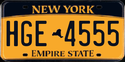 NY license plate HGE4555