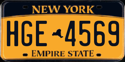 NY license plate HGE4569