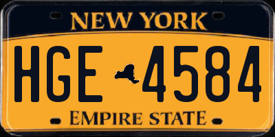 NY license plate HGE4584