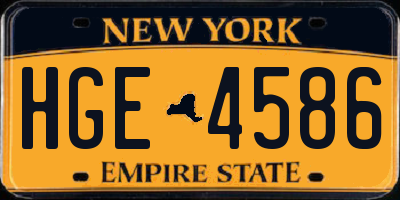 NY license plate HGE4586