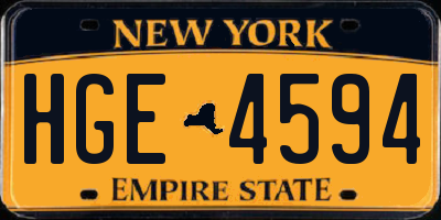 NY license plate HGE4594