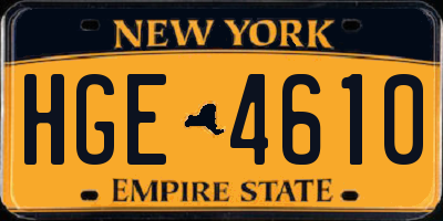 NY license plate HGE4610