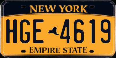NY license plate HGE4619