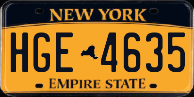 NY license plate HGE4635