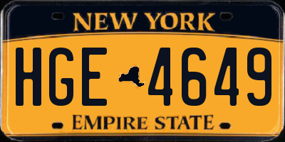 NY license plate HGE4649