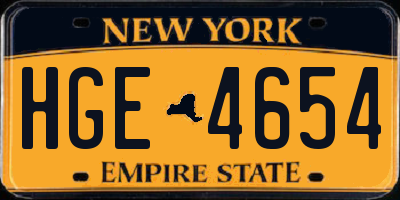 NY license plate HGE4654