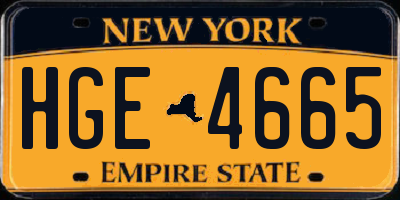 NY license plate HGE4665