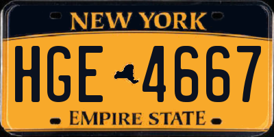 NY license plate HGE4667