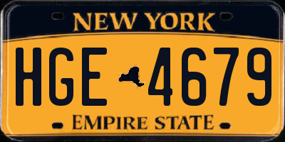 NY license plate HGE4679