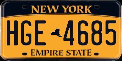 NY license plate HGE4685