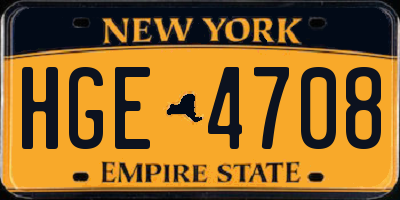 NY license plate HGE4708