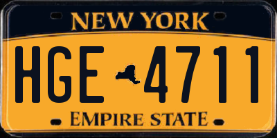 NY license plate HGE4711