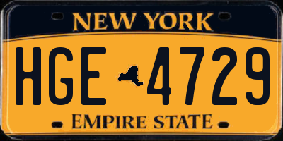 NY license plate HGE4729