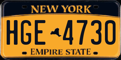 NY license plate HGE4730