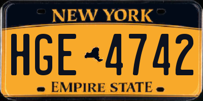 NY license plate HGE4742