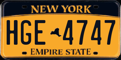 NY license plate HGE4747
