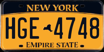 NY license plate HGE4748