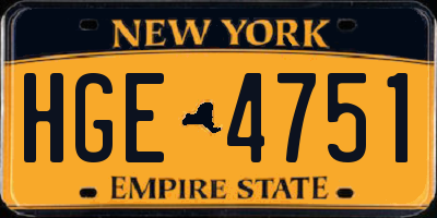 NY license plate HGE4751